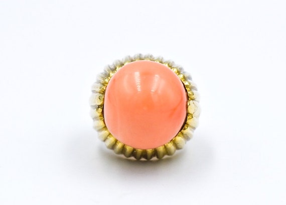 Mid Century (60's) 18kt Yellow Gold Coral Stateme… - image 1