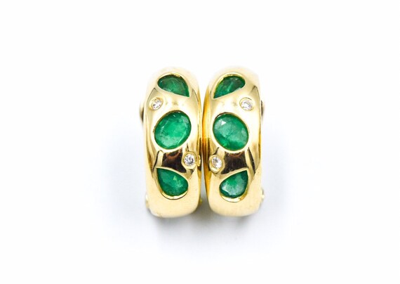 14KY Emerald Diamond Earrings