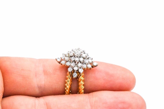 1.25 CTW Diamond Cluster 18k Statement Ring - image 8