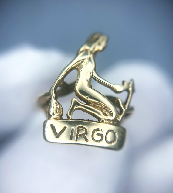 Anillo vintage con el signo del zodiaco astrológico VIRGO de 10