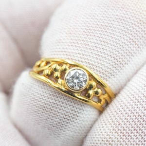 18k Diamond Solitaire Bezel Set Ring