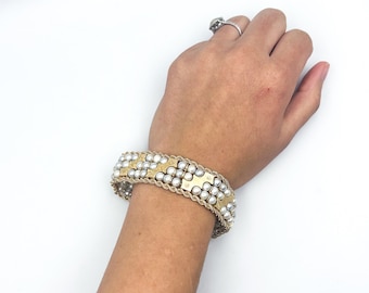 Vintage Honora 14k 3-rij parelarmband