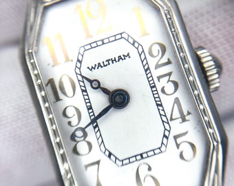 1930’s Art Deco Ladies Waltham Watch 14k White Gold Case