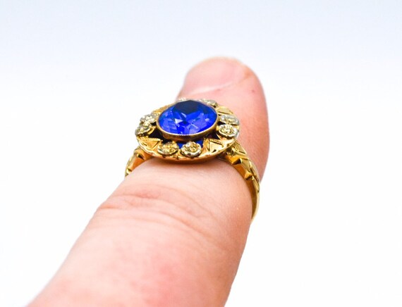 Antique 10k Sapphire Paste Ring - image 9