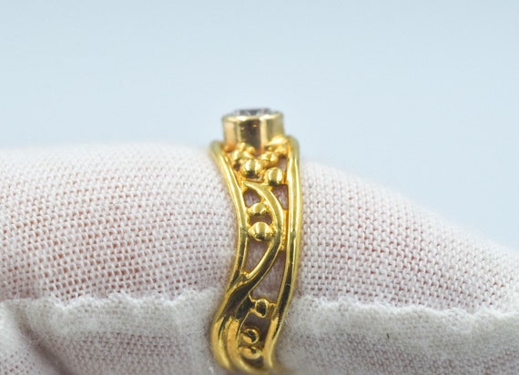 18k Diamond Solitaire Bezel Set Ring - image 3