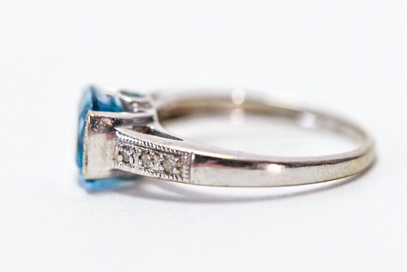 14k Blue Topaz Diamond Ring