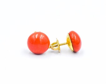 Coral 18k Stud Earrings