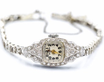 1950's Ladies Waltham Platinum Diamond Wristwatch
