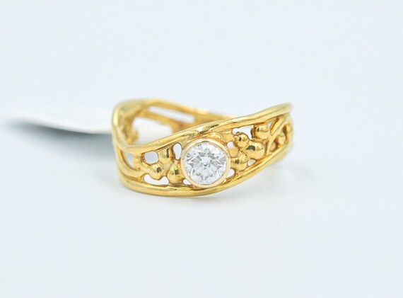 18k Diamond Solitaire Bezel Set Ring - image 2