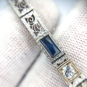 Art Deco 14k Diamond Sapphire Link Bracelet