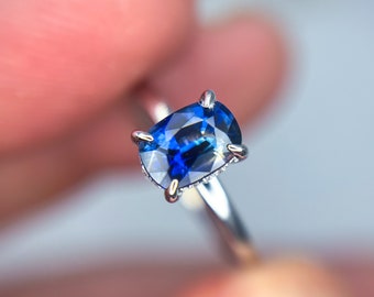 1.04 Sapphire 14k Hidden Halo Ring