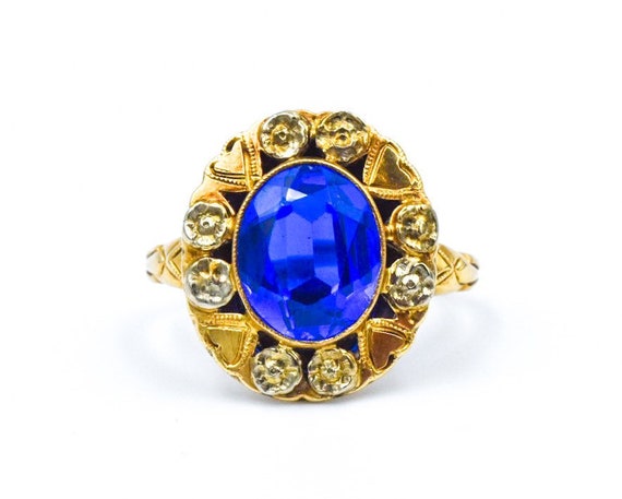 Antique 10k Sapphire Paste Ring - image 1