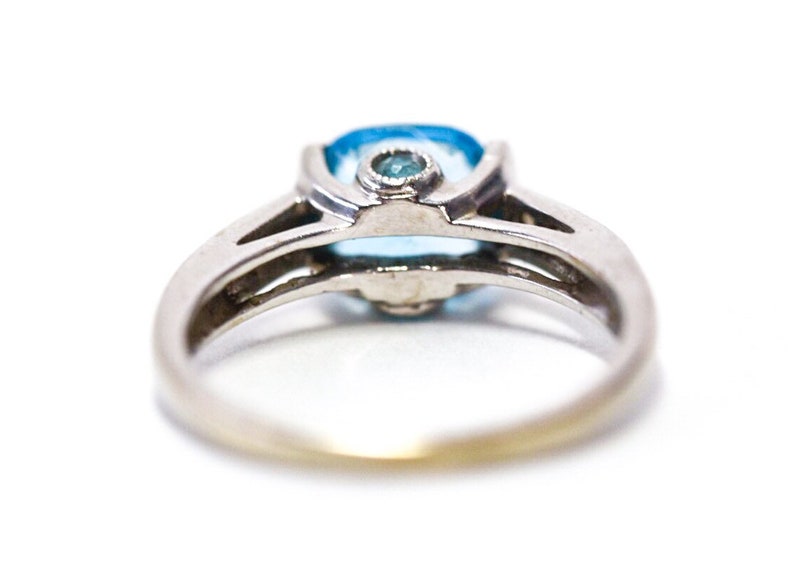 14k Blue Topaz Diamond Ring