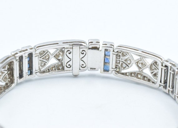 Art Deco Style 7 CTW Diamond Sapphire 18k Bracelet - image 10