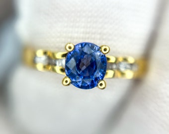 Estate 18k Sapphire Diamond Ring