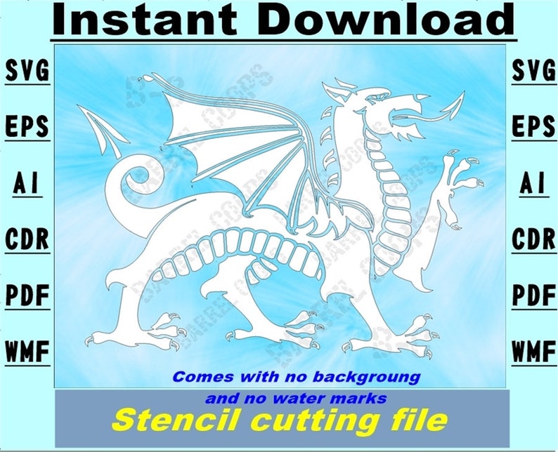 Download Welsh Dragon SVG Vector Stencil Instant download 6 file | Etsy