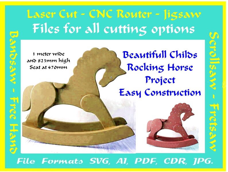 Childs Rocking Horse Ply MDF Laser Cutting Plans Files in Svg Etsy
