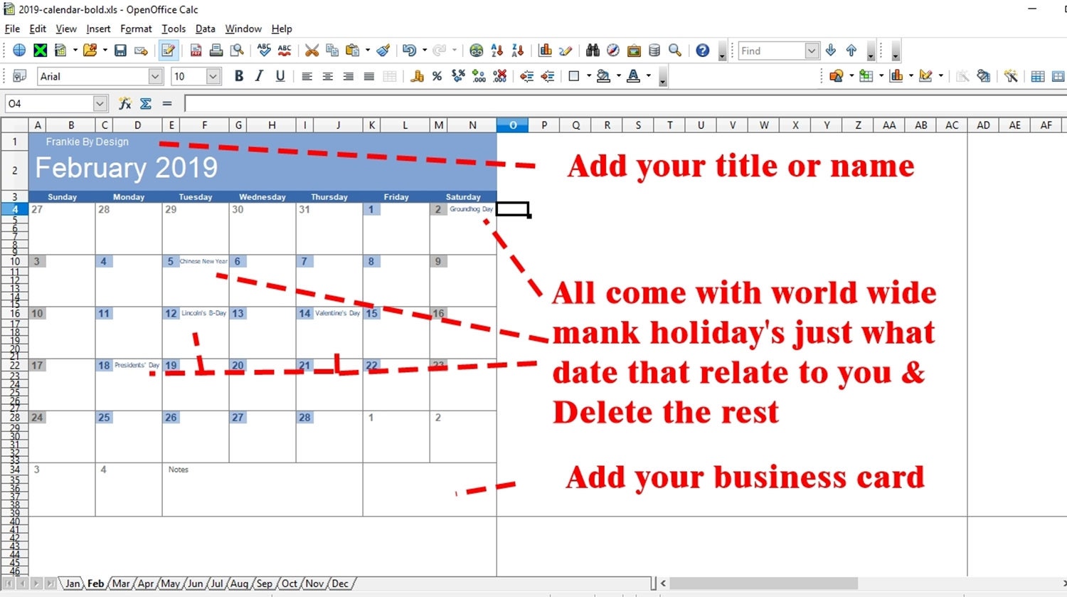 2019 & 2020 FULLY CUSTOMIZABLE Calendar Templates Spreadsheet Etsy