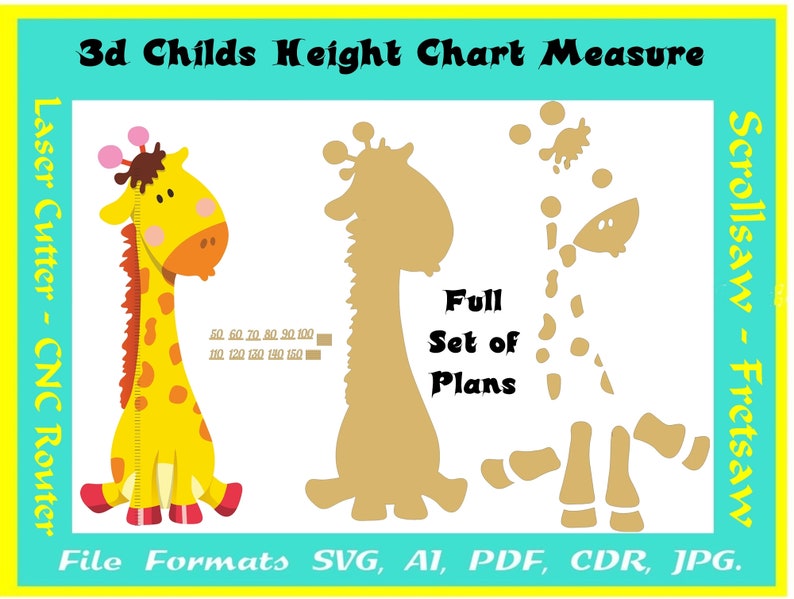 Download 3D GIRAFFE Height Wall Chart Full set of plans files in ...