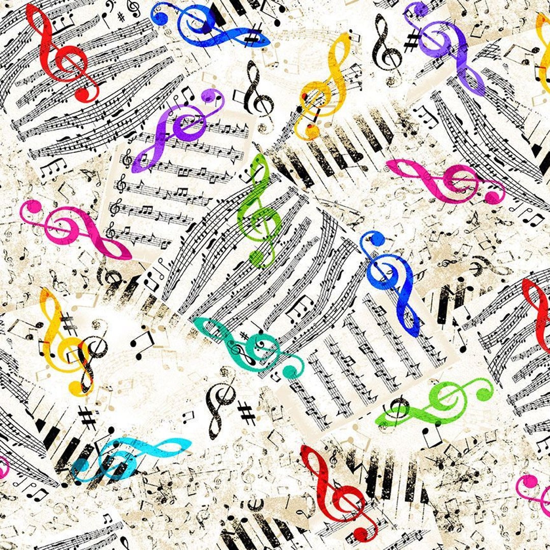Multicoloured Treble Clefs Sheet Music Piano Keyboard rockstar Music ...