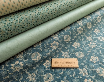 Stof Fabrics "Colour Poetry"  Reproduction Style Blender Fabrics Small Scale Pattern Teal Natural