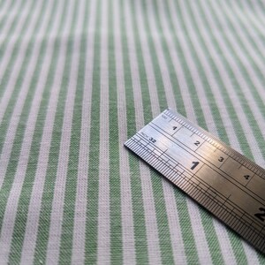 Stof Nordsø Woven Green Stripes Scandinavian Style Homespun Yard Dyed Cotton Fabric, 65" wide, Oeko-Tex® Standard 100 Nordso