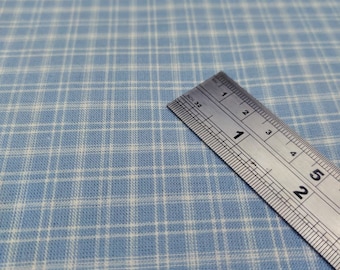 Stof Nordsø Woven Light Blue Check Scandinavian Style Cotton Fabric, 65" wide, Oeko-Tex® Standard 100, FREE UK Delivery