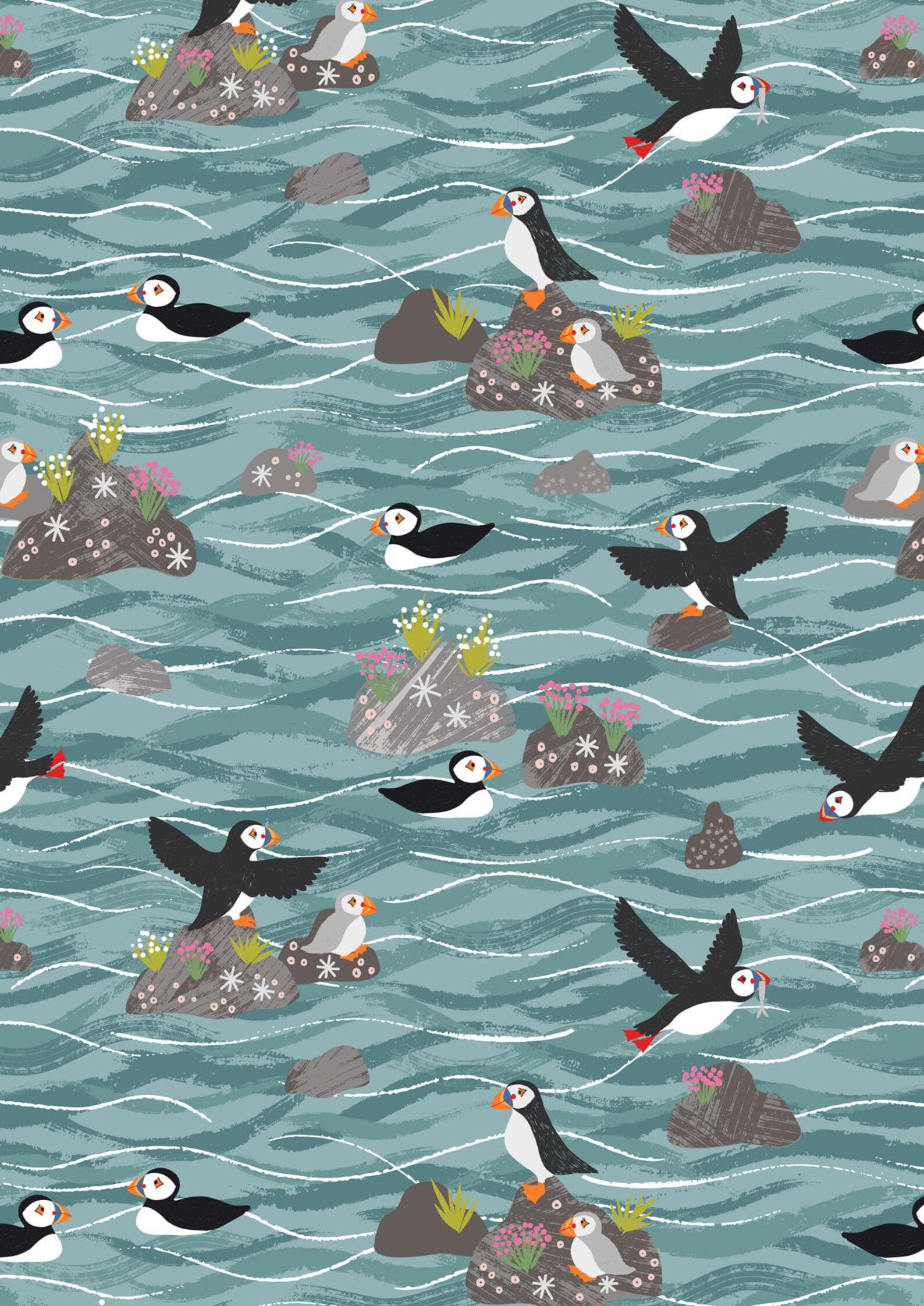 Pufflings Craft Puffins and Pufflings Lewis and Irene Craft Cotton Patchwork Fabric ...