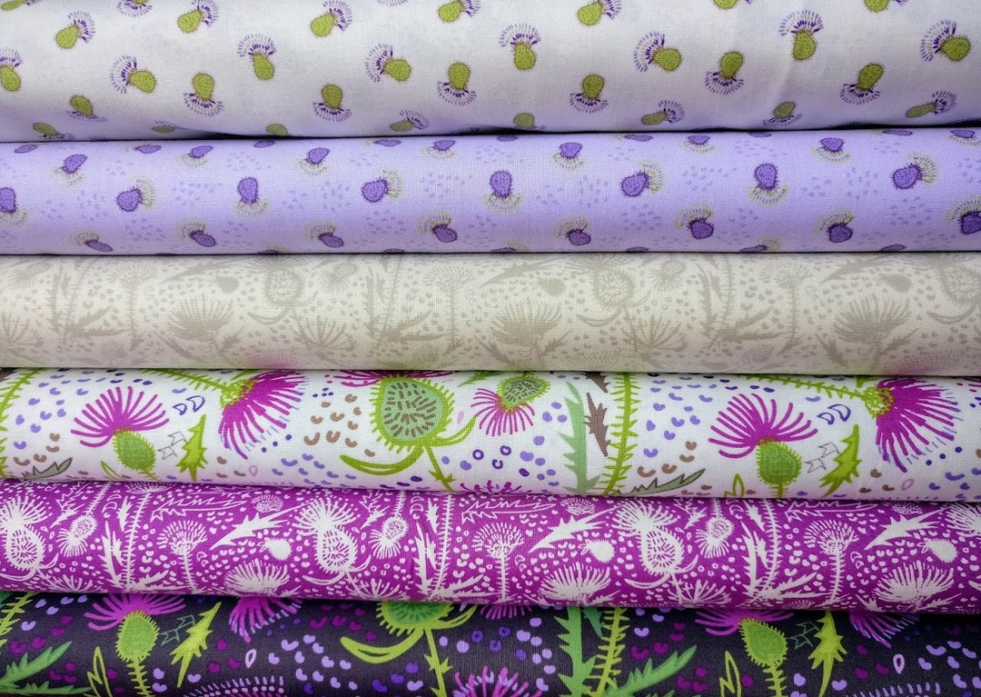 Thistle Patch Cotton Patchwork Fabric, Scottish Themed Fabric by