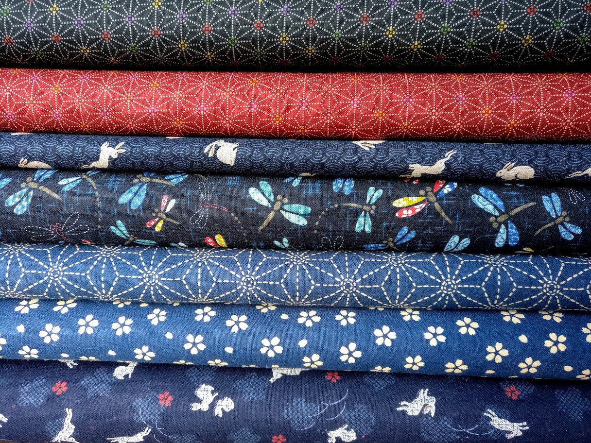Spoonflower Fabric - Collection Sashiko Japanese Traditional Quilt Origami  Dark Blue Indigo Printed on Petal Signature Cotton Fabric by The Yard 