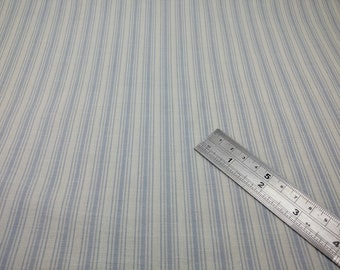 Stof Nordsø Woven Ticking Style Stripe Pale Blue/Cream Scandinavian Style Fabric, Nordso Fabric 65" wide, Oeko-Tex® Standard 100