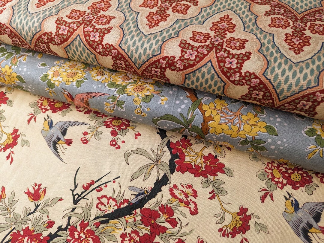 French Vintage Fabric Traditional Reproduction Prints Tree of Life ...