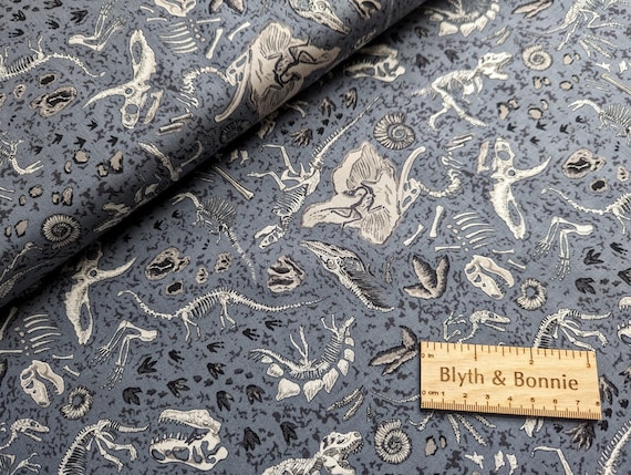 Fossils Fabric, Nutex Lost World, Dinosaur Fabric, Paleontologist's Fabric, 44" wide, 100% Cotton