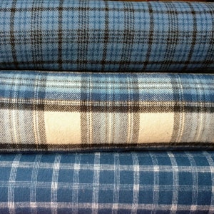 Cotton Flannel Primo Plaid Marcus Fabrics, Indigos, Different Colours, Fabulous Quality, 44" Wide, Quarter Metre