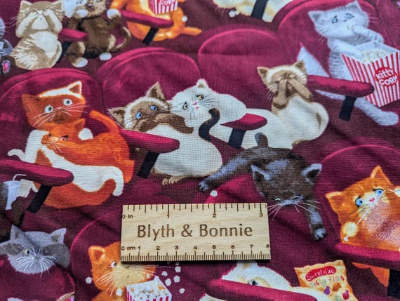 Timeless Treasures "Scaredy Cats" Cotton Patchwork Fabric, Unusual Cat Fabric, 44" wide