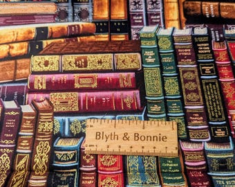 Library Cotton Patchwork Fabric with Gold Metallic Detail, Timeless Treasures, Sumptuous Book Fabric, Antique Books with Gold Metallic