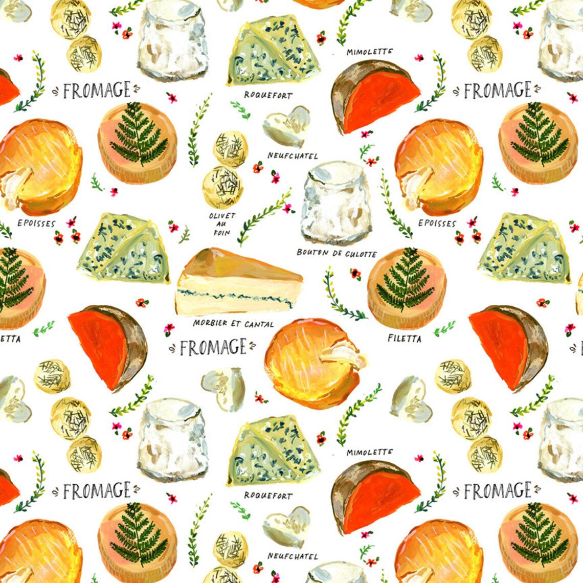 Cheese Variety Fabric French Cheese Fabric Fromage Pardon My Etsy
