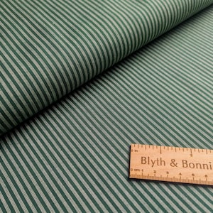 Stof Nordsø Narrow Dark Green Stripe Scandinavian Style Fabric, Green Stripes Nordso Fabric, 65&quot; wide, Oeko-Tex® Standard 100