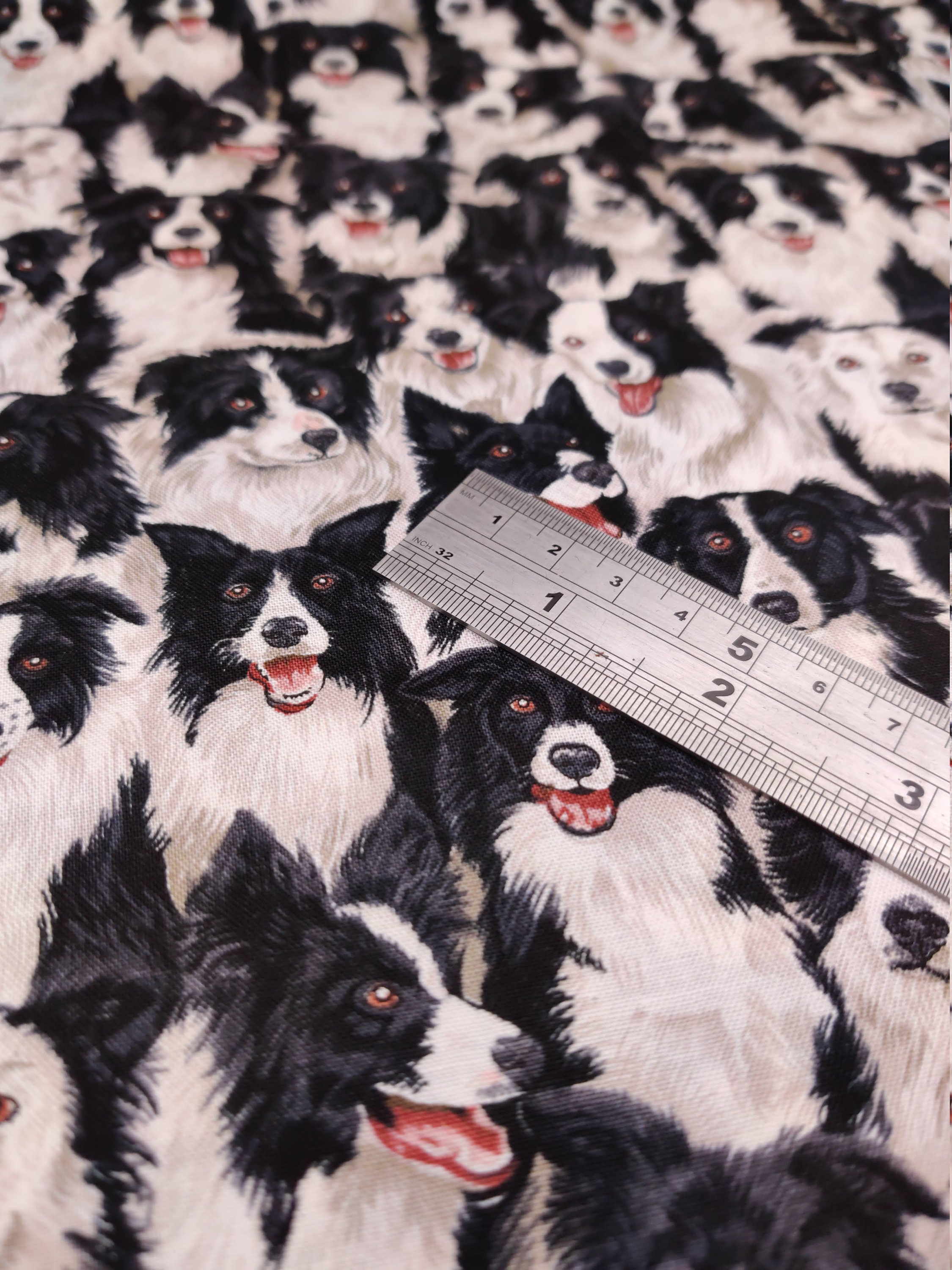 Border Collie Dog 100 Cotton Patchwork Fabric by Makower 44 wide