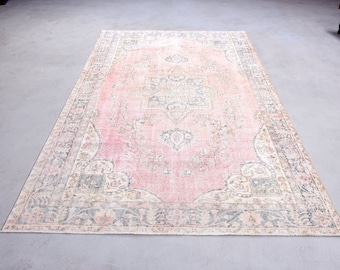 Area Rug,Vintage Turkish Rug,Turkish Carpet Turkish Vintage Carpet,Anatolian rug Turkish rug Oushak Rug,Handknoted Rug 5.9 x 9.1  ft