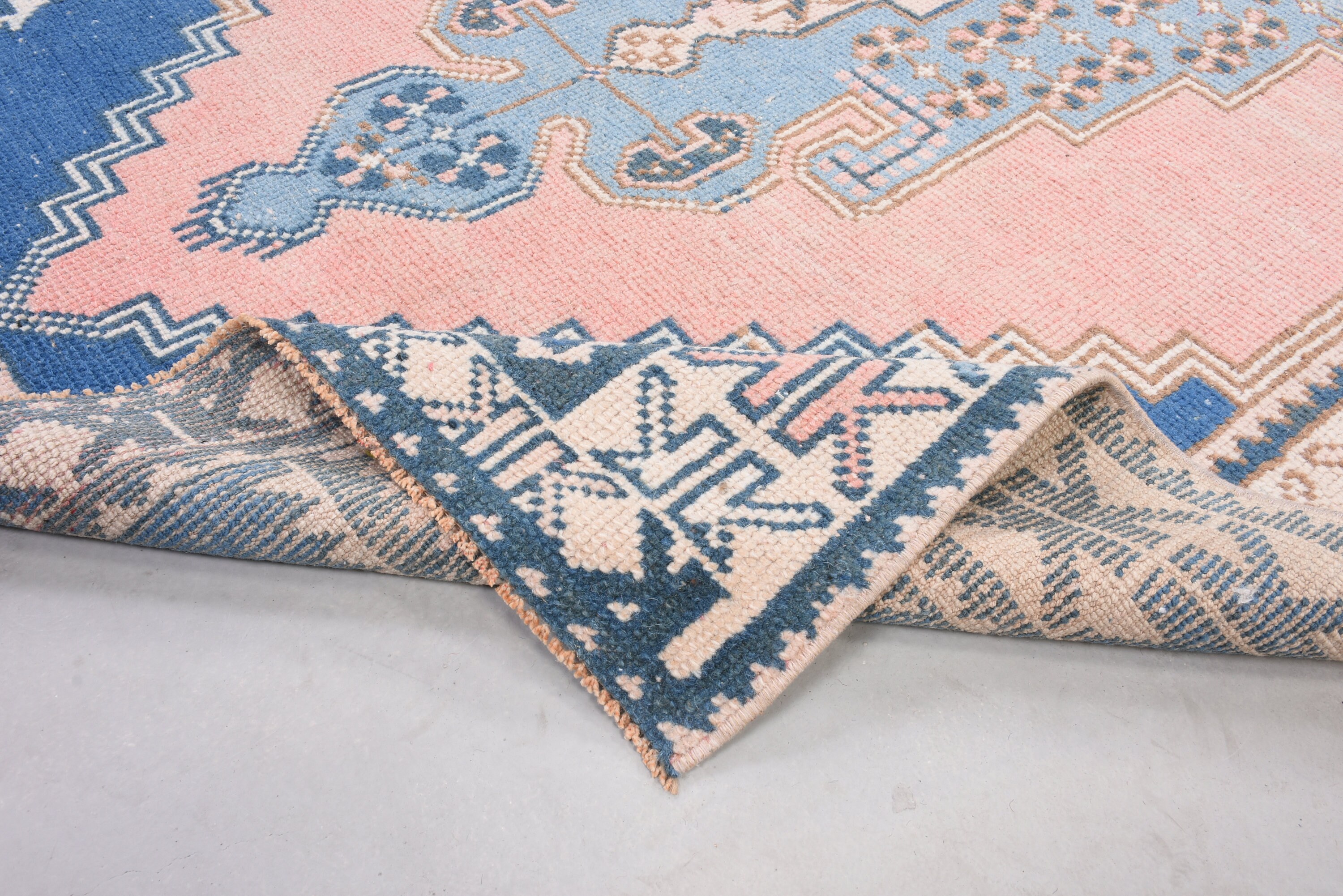 Light Pink and Blue Area Rug 8.5x4.7 Feet Muted Vintage Etsy