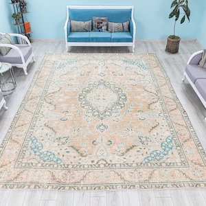Vintage Persischer Übergroßer Teppich 10x13 Verblasste Farben Extra Großer Blasser Tabriz Teppich - 50er Jahre Handgefertigter Teppich, 25 x 32 Fuß