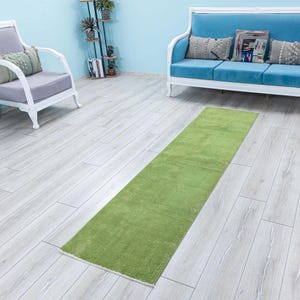 Green Runner 2x8 Vintage Sample Narrow Runner, Kitchen Hallway, Handmade Runner,Low Pile Rug, pastel Green Runner 2x7.9 feet