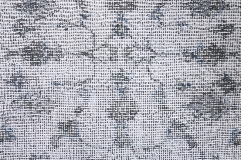 Overdyed Oushak Runner Rug, Grey Wool Hallway Rug (8.2 x 2.9 feet) image 7