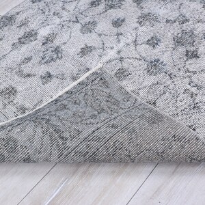 Overdyed Oushak Runner Rug, Grey Wool Hallway Rug (8.2 x 2.9 feet) image 9