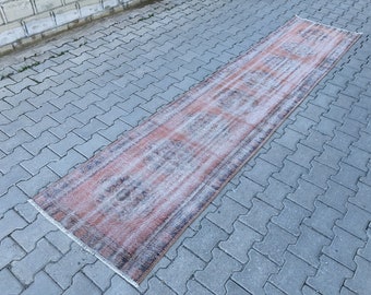 Pink Runner Rug,Turkish Runner Rug,Pink Hallway Rug,Runner Rug Long,Bohemian Runner Rug,Kitchen Runner Rug,Light Pink Runner , 2.5x11.4 feet