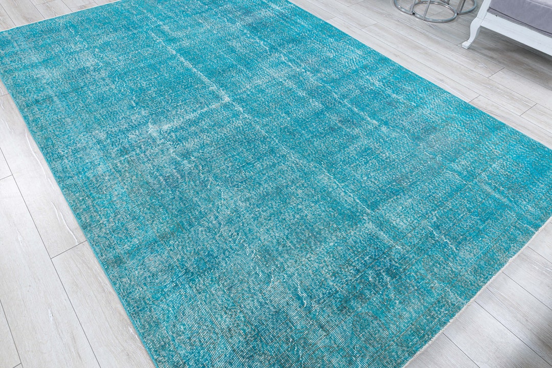 Vintage Aqua Green Rug 7x10 Turkish Boho Chic Home Décor, Hand Knotted ...