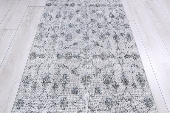 Turkish Runner rug,Runner rug Grey,Overdyed Runner Rug,Oushak runner rug,Hallway runner rug,Kitchen rug,Anatolian rugs,8.2 x 2.9 feet