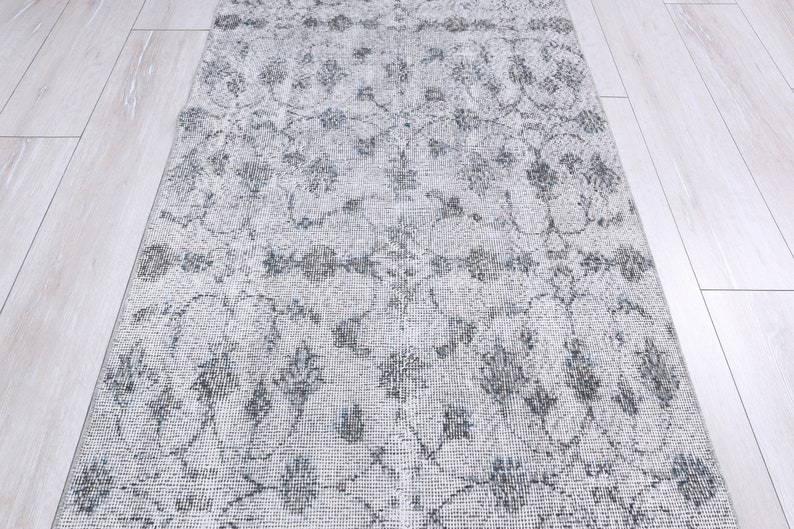 Turkish Runner rug,Runner rug Grey,Overdyed Runner Rug,Oushak runner rug,Hallway runner rug,Kitchen rug,Anatolian rugs,