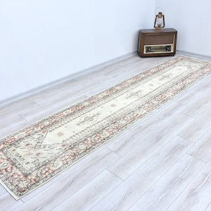 Tapis Long Runner, tapis Runner vintage, Kitchen Runner, Boho Runner, Long Corridor Runner, Tapis de couloir, Pastel Turkish Runner, 2.7x9.2 Feet